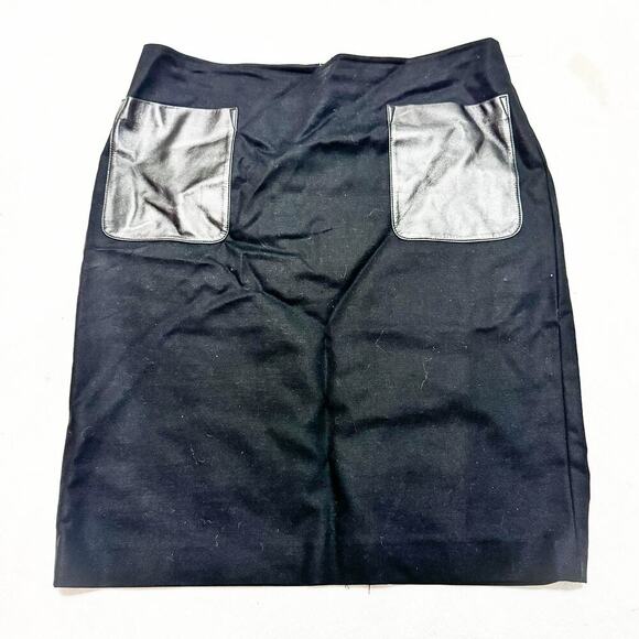 Club Monaco Black Mini Skirt Lamb Leather Pocket Accent Size 10 - Picture 1 of 6